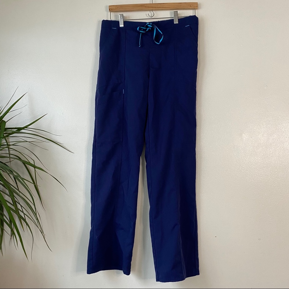 2-Pocket Navy Scrub Pants w Drawstring Waist Band